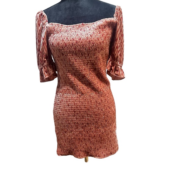 Lulus My Fleur-Ever Rusty Rose Floral Print Velvet Smocked Mini Dress XL NWT - Picture 2 of 14